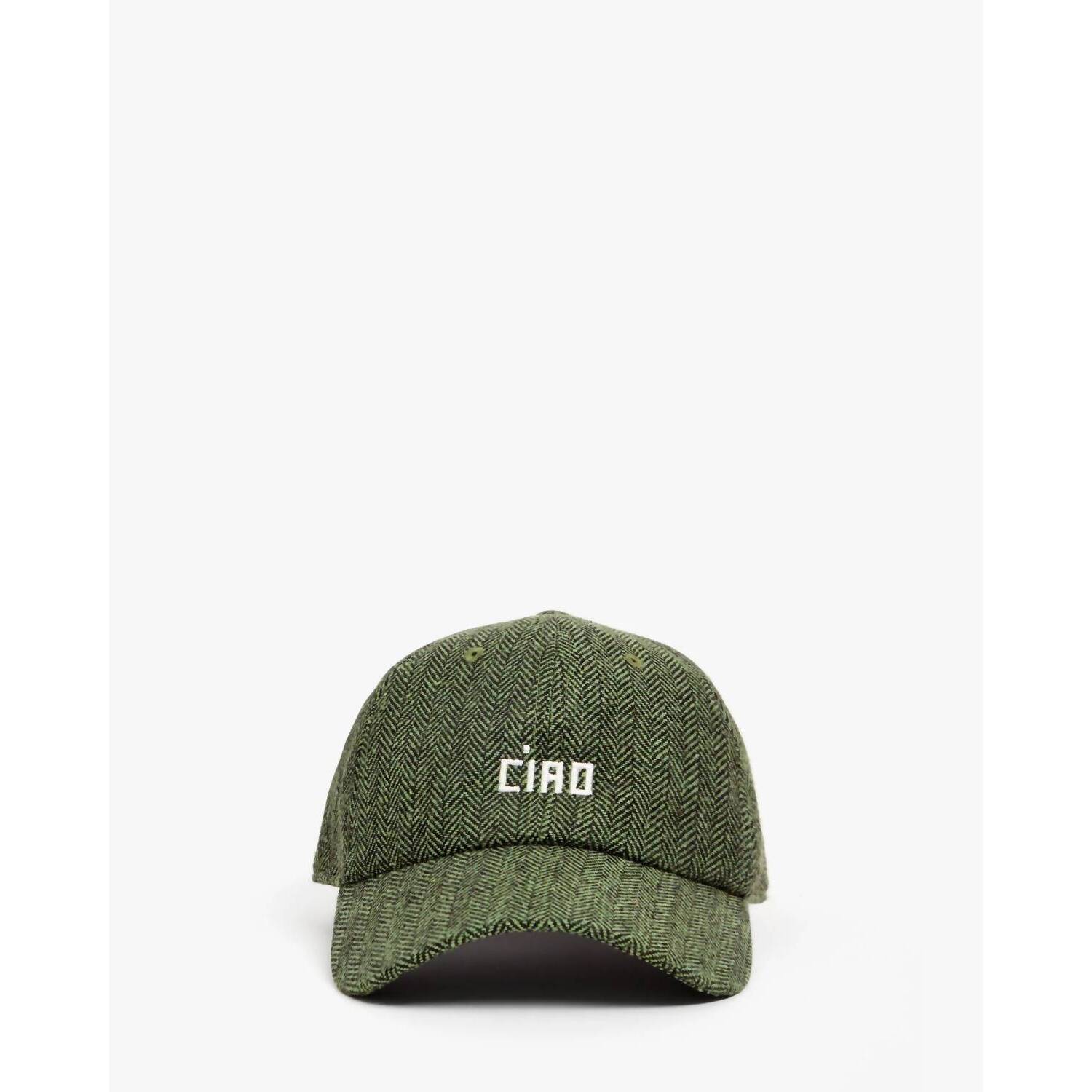 New Clare V. Women's Wool Baseball Hat In Green/Black W/ Embroidered Petit Ciao
